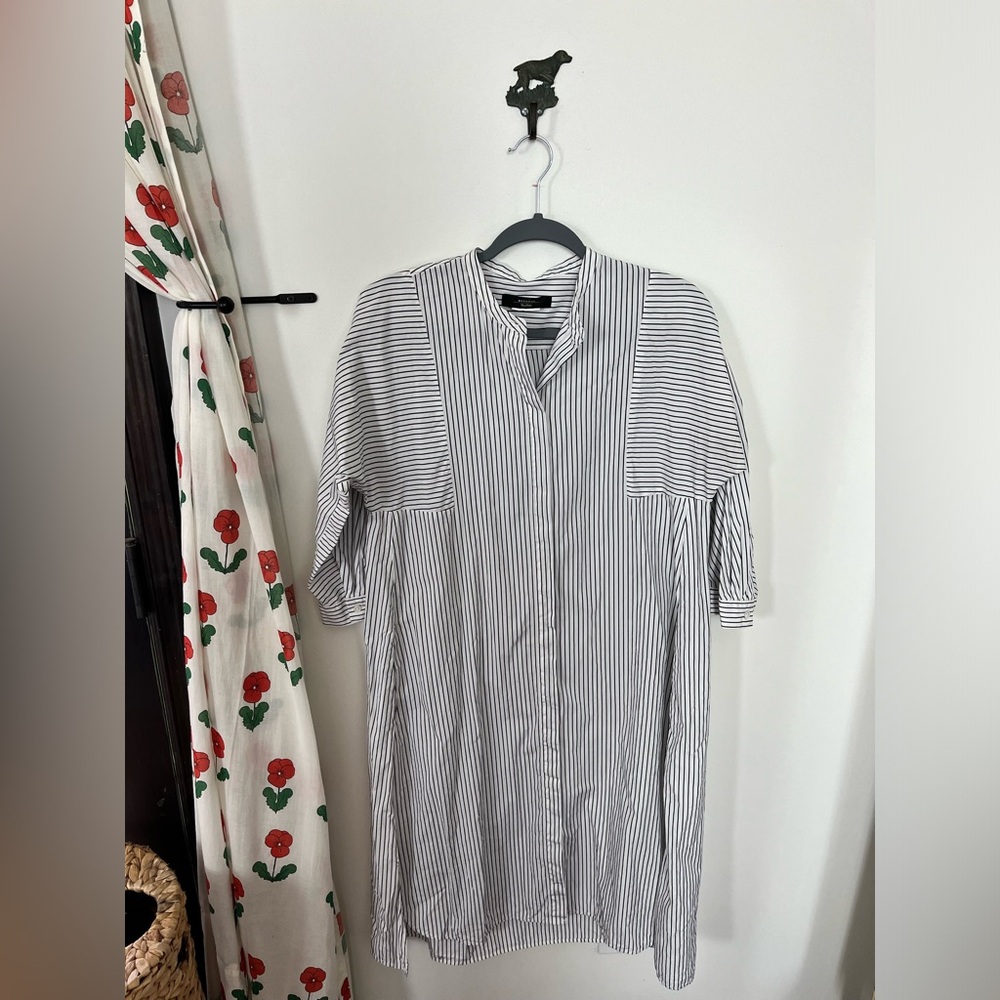 MAX MARA WEEKEND - black and white striped shirt dress, Size L